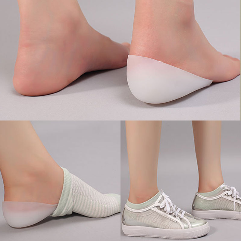 Unisex Invisible Height Increase Socks Heel Pads Silicone Insoles Foot Massage