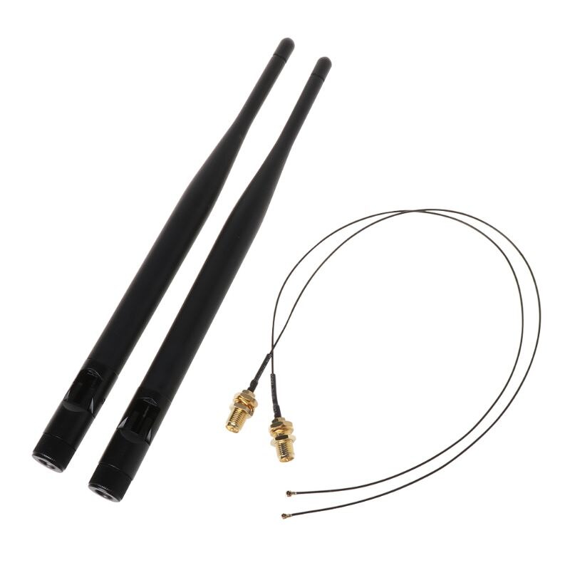 2x 6dBi M.2 MHF4 IPEX U. fl Cavo per RP-SMA Wifi antenna Cavo di Segnale impostato per Intel AC 9260 9560 8265 7265 7260 NGFF Scheda M.2 c26