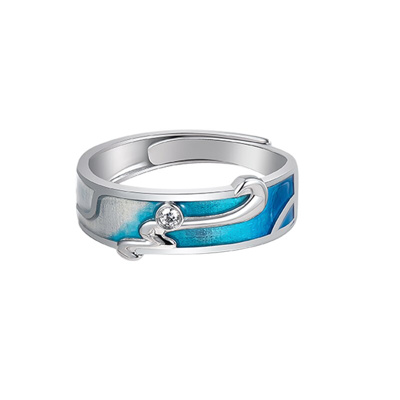 Thaya autêntico 925 anel de prata azul gotejamento óleo prata anéis abertos tamanho livre ajustável dedo anéis para a moda feminina jóias: male rings