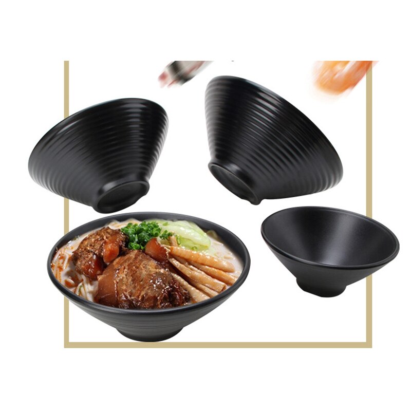 Magasin de nouilles bol spécial soupe à nouilles riz, Commercial Mala grand bol en plastique noir japonais Ramen