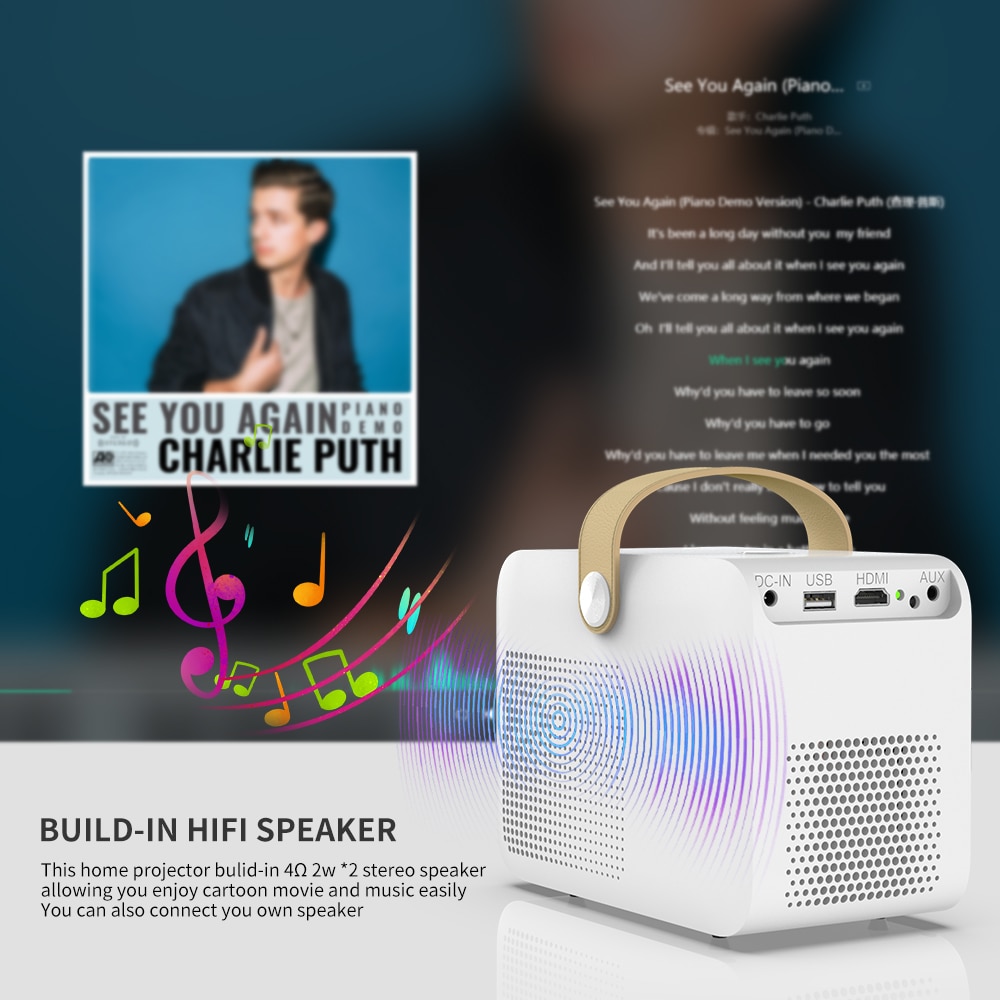 C1 Led Mini Projector Ultra Portable HD 1080P Home Theater AV USB HDMI Projector US/EU/UK/AU Energy-saving Miracast proyector