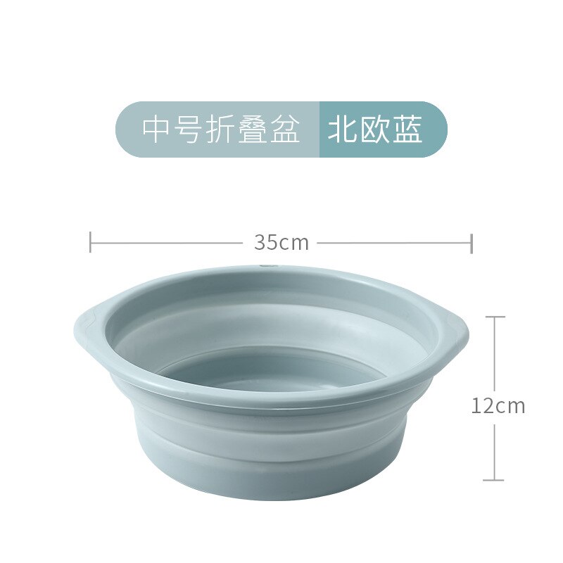 Household Folding Basin Outdoor Travel Portable Folding Basin Multi-Function Kitchen Sink: Medium Nordic Blue