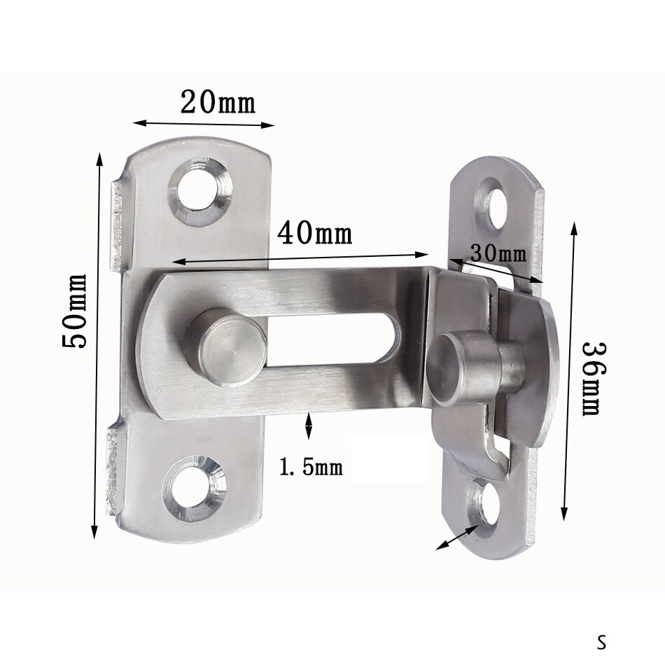 Perno de puerta de madera antirrobo de acero inoxidable, hebilla de bloqueo de cadena de seguridad, Pestillos de gabinete de muebles de ventana de hogar de Hotel, ferretería con broche: 2pcs / S