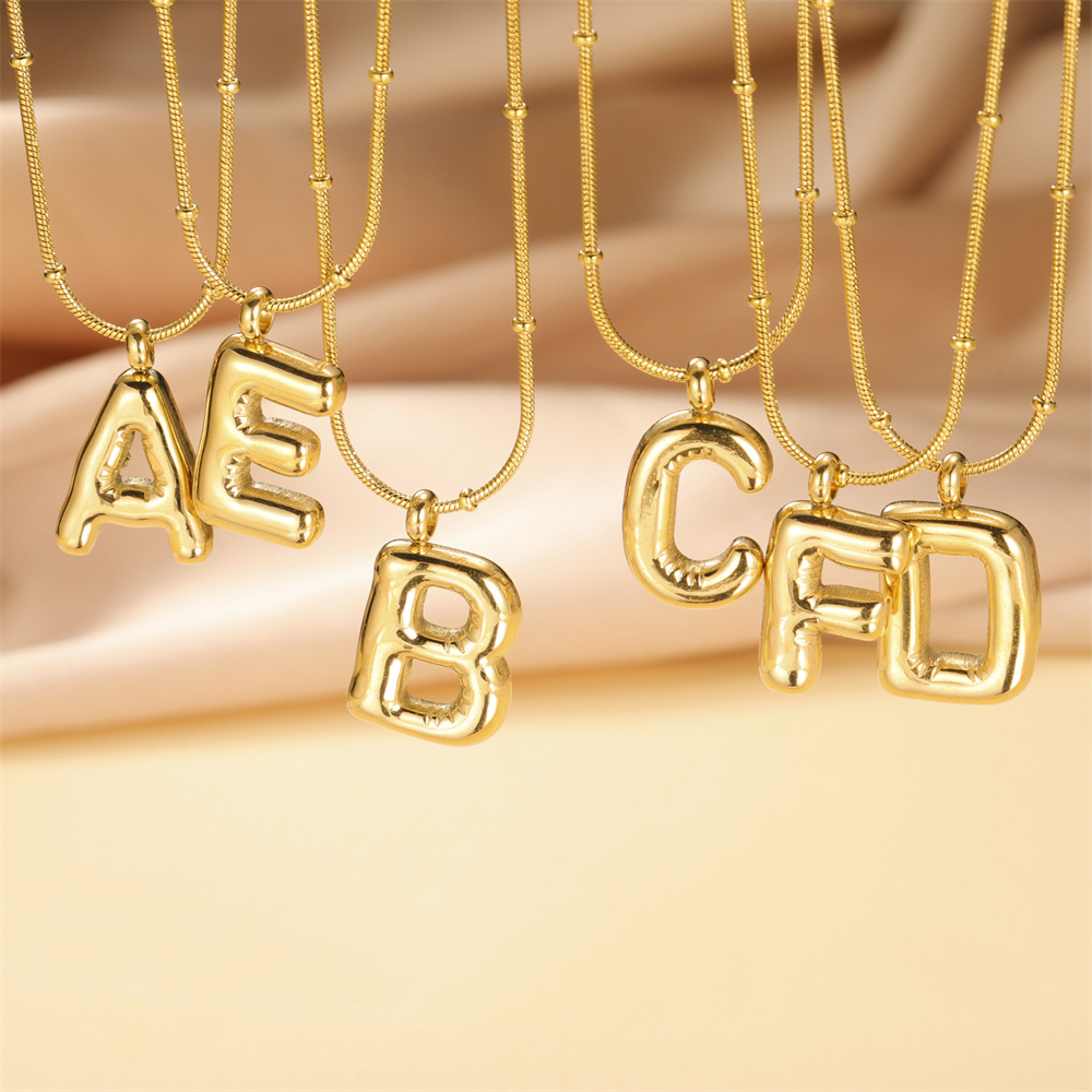 Collier avec lettres My Shape, ballon initial, pour femmes, pendentifs Alphabet A-Z en acier inoxydable, 26 lettres, bijoux à la