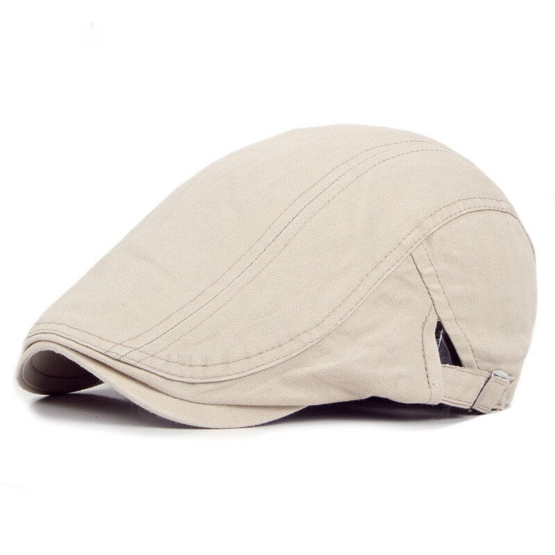Local stock Solid Cotton Gatsby Cap Mens Ivy Hat Golf Driving Summer Sun Flat Cabbie Newsboy: Beige