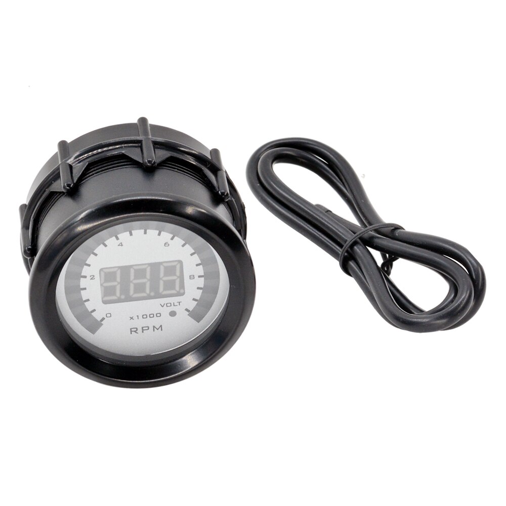 2" 52mm Digital Dual Display Auto Ｇasoline Car Tachometer Volt Gauge 1 TO 8 Cylinder 9999 RPM Voltage Meter
