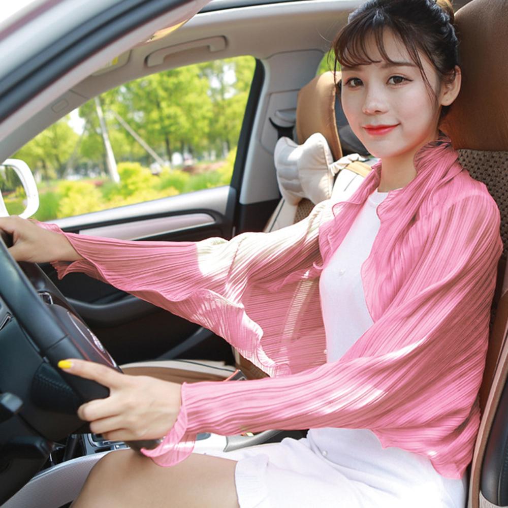 Solid-colored Pleated Summer Women Chiffon shawl Scarves Pure Color Long Sleeve Poncho Stole Female Shawls Snud