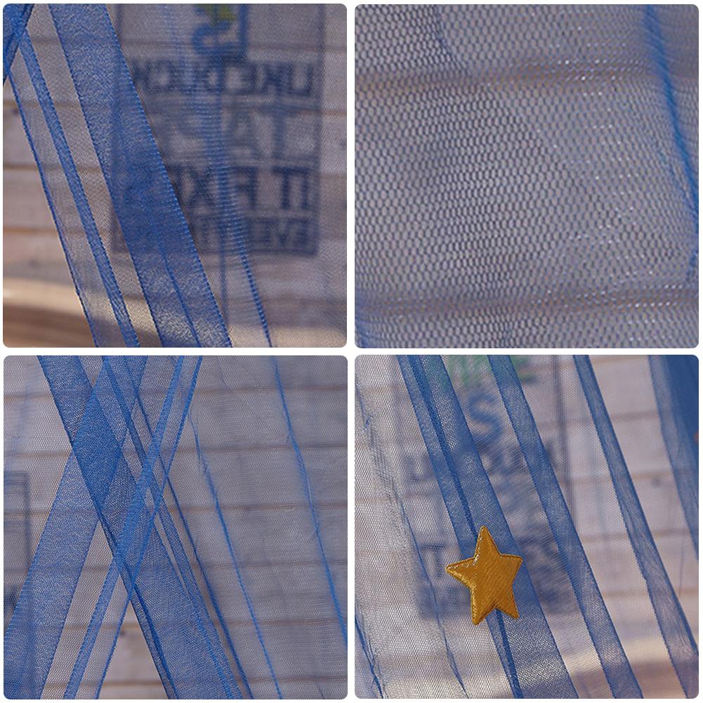 Azul Atualizado das Crianças Estrela Dreamy Estrela Fantasia Rendas Pendurado Cúpula Mosquiteiro Redondo Cama de Dossel Mosquito Net Quarto Cortina