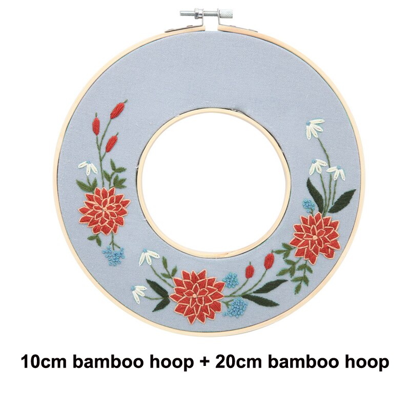 DIY Flower Embroidery Kit with Bamboo Hoop Needlework Flower Pattern Printed Starter Kit Handmade Sewing Art Craft Painting: 2