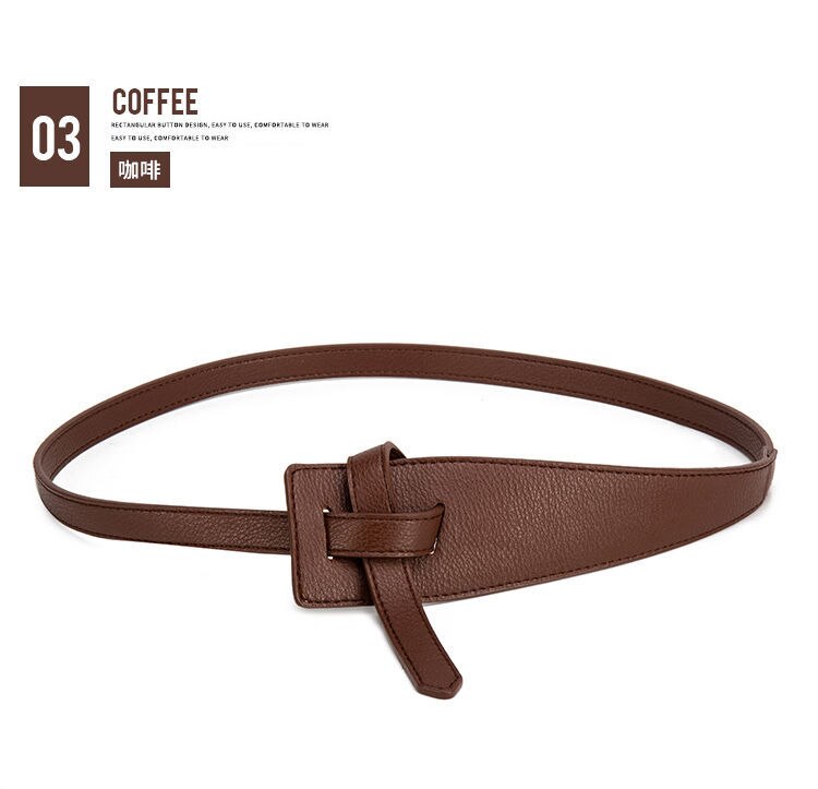 Ceinture de Trench-Coat pour femmes, Simple Pu, boucle irrégulière, nœud, ceinture amincissante, vêtements: brown