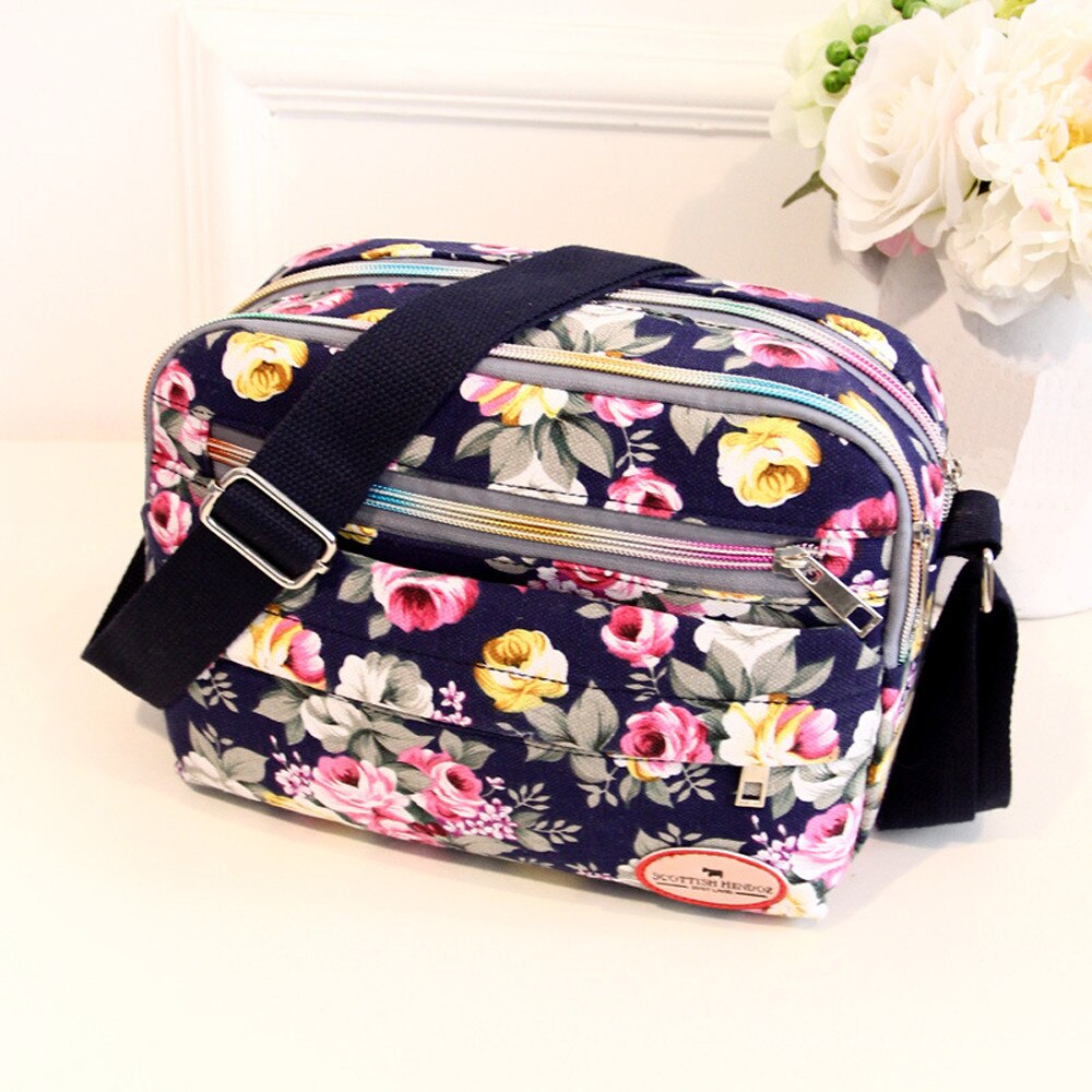Women's Casual Canvas Shoulder Cloth Bag Flowers Printing Shopping Bag Lady Mommy Handbag Small Tote Bags Sac A Main