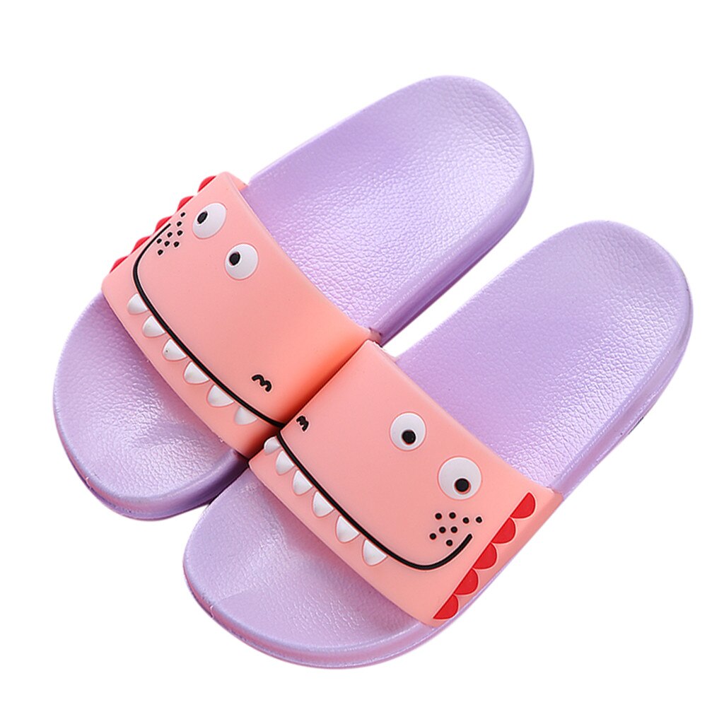 Summer Children Cartoon Slippers Kids Girls Animal Beach Shoes Sandals Toddler Boys Indoor Bathroom Flip Flops Baby Home Shoes: Purple / 11