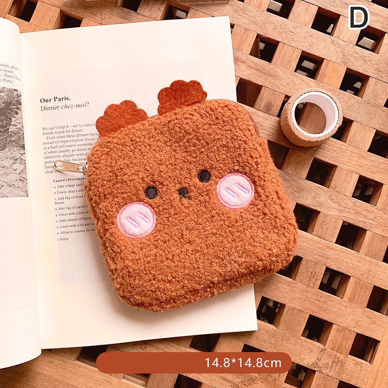 Cute Plush Sanitary Pad Storage Bag Portable Makeup Lipstick Key Earphone Pouch: D