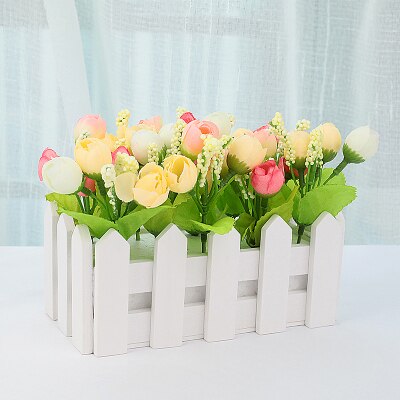 Mini fleur artificielle clôture hangar 16x8 cm pour maison chambre déco pour photographie arrière-plan accessoires Studio Photo bricolage ornement: White rose