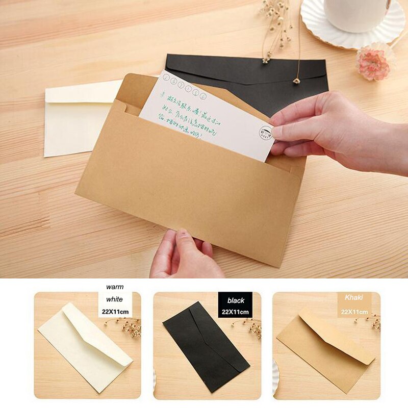 10-20pcs Formal Business Envelope Black White Craft Paper Envelope Mini Message Letter Stationary Card Scrapbook Mailing Bags