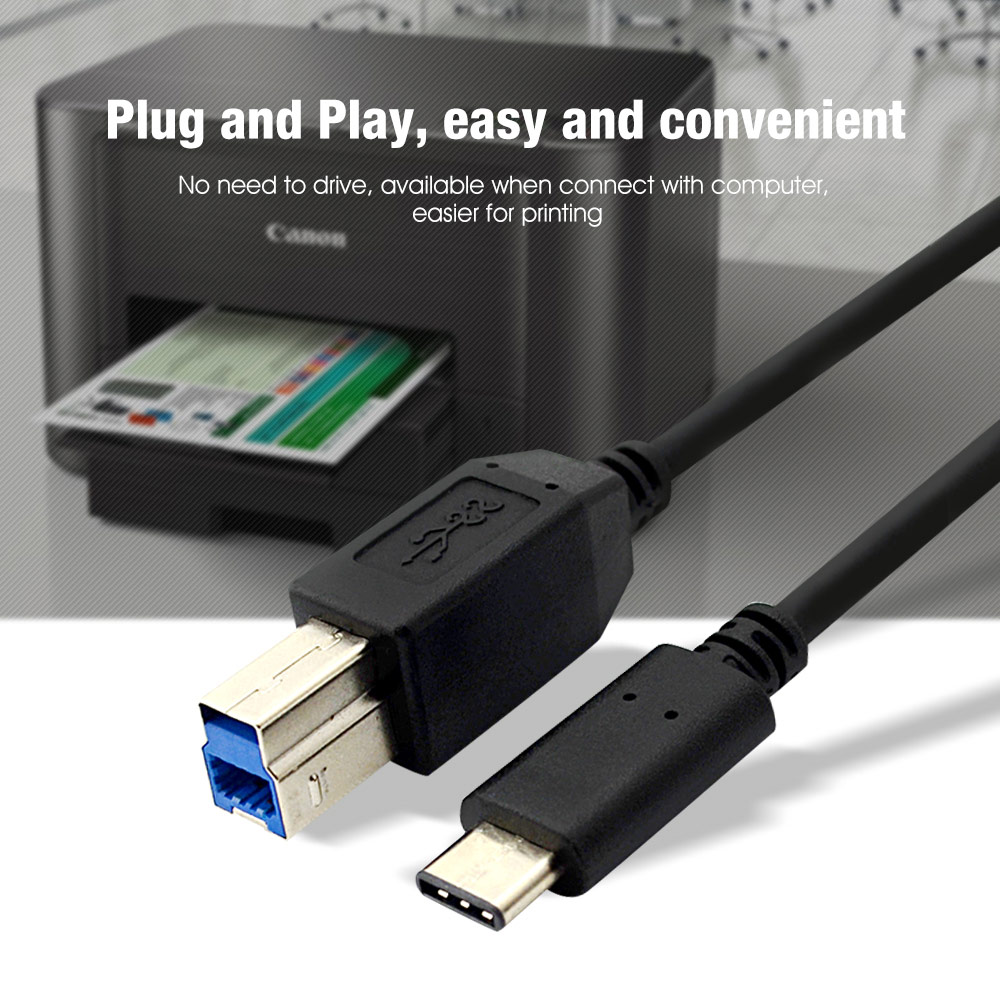 3ft usb-c usb 3.1 c type stik til usb 3.0 b type han datakabel til mac pro dell mobiltelefon &amp; printer og harddisk 1m