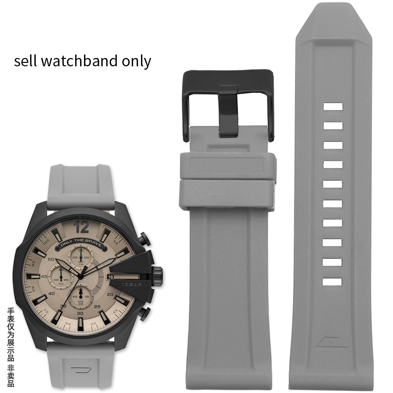Silicone Rubber Watch Band for Diesel Dz4318 4323 4283 7315 4476 4496 4427 7395 Waterproof Soft Large Strap 24 26mm: M / GREEN BLUE