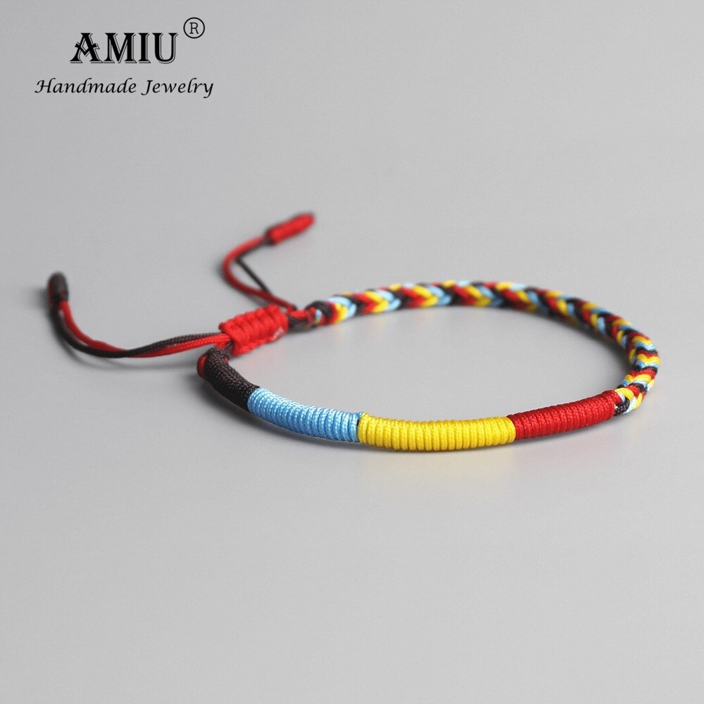 AMIU Tibetischen Buddhistischen Tibetischen Glück Geflochtene Armbänder &Ampere; Armreifen Für Frauen Männer Handgemachte Knoten Grün Seil Amulett Armbinde