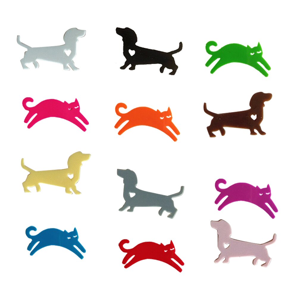Marcadores de silicona para copa de vino, identificador de vino con forma de gato y perro salchicha, signo de copa para beber, 12 Uds., A50