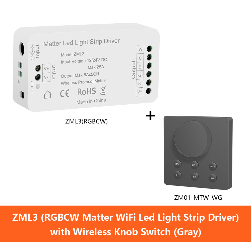 Zemismart Matter WiFi LED bande lumineuse pilote avec bouton sans fil interrupteur prise en charge Homekit Smartthings Alexa Google Home App contrôle: vert clair