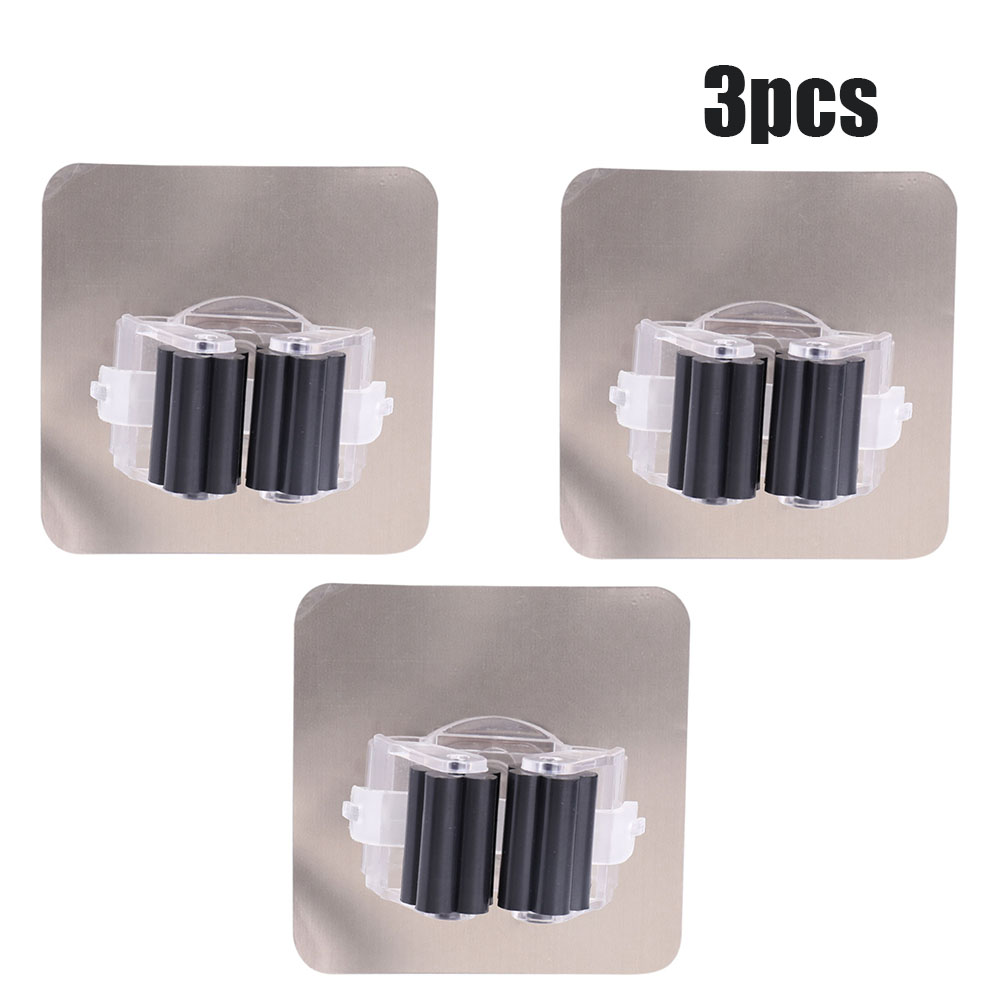 Multifunctionele Haken Mop Houder Wandmontage Organizer, borstel Bezem Hanger Haak Keuken Badkamer Waterdichte Wand Haak Self-Adhesiv: 3pcs Black Hooks