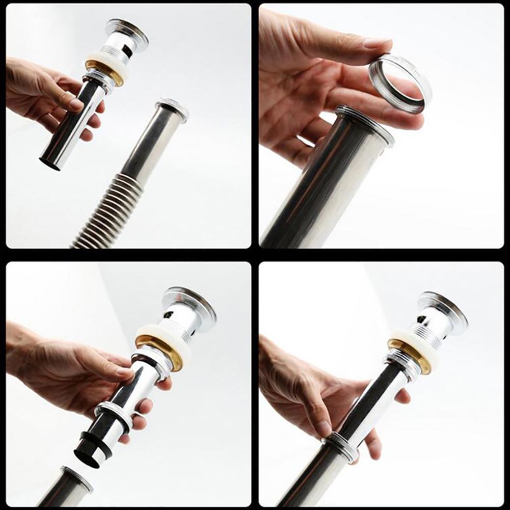 80cm Stainless Steel Siphon Flexible Hose Sink Drain Sinks Bathroom Kitchen Basin Water Tube Pipe