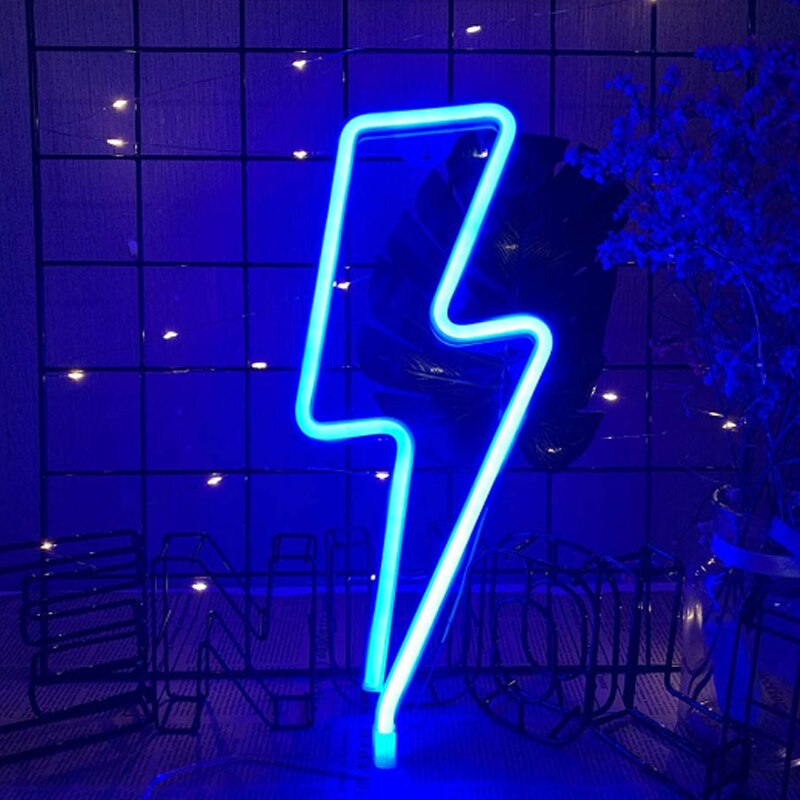 Lightning Led Neon Sign Muur Nachtlampje Usb Batterij Operated Tafellamp Voor Thuis Slaapkamer Party Wedding Decor Kids: Blauw