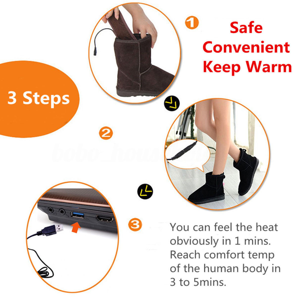 Plantillas de zapato calefactoras eléctricas calcetines calientes pies calentador USB pie invierno almohadillas