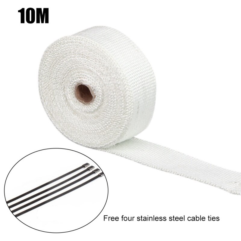 5M/10M Motorcycle Exhaust Thermal Tape Header Heat Wrap Manifold Insulation Roll Resistant with Stainless Ties Car Accessories: B1