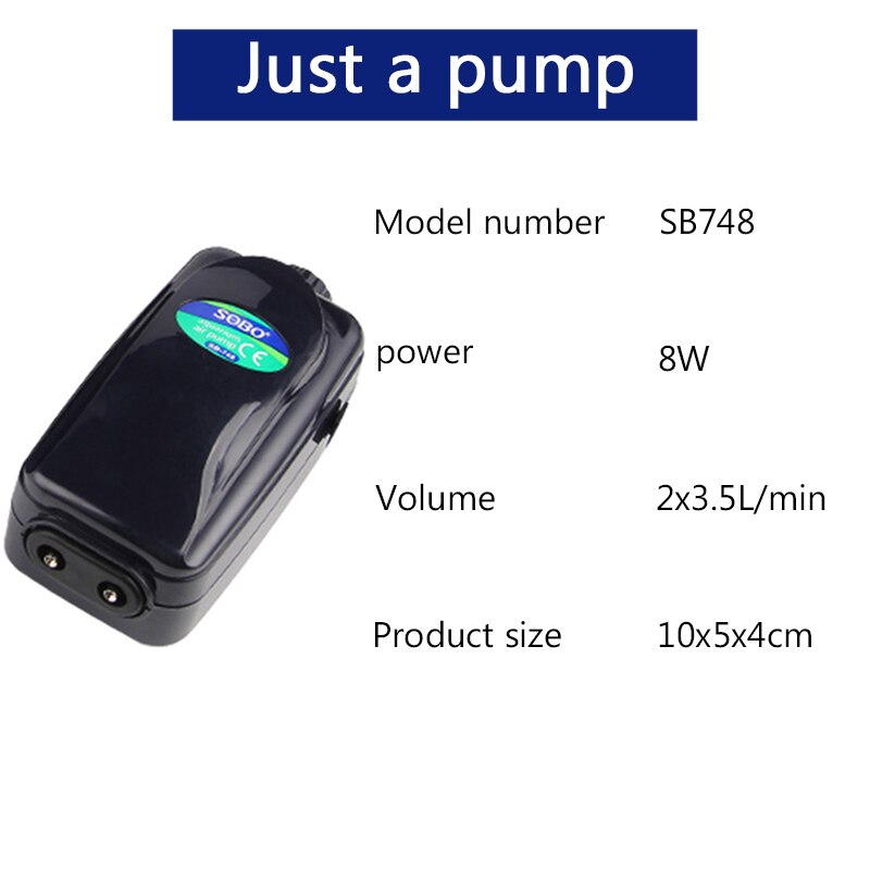 SOBO High Power 8w 12w Fish Tank Oxygen Air Pump Fish Aquarium Air Compressor Adjustable Air Flow Oxygen Pump For Fish: SB748 Just a pump