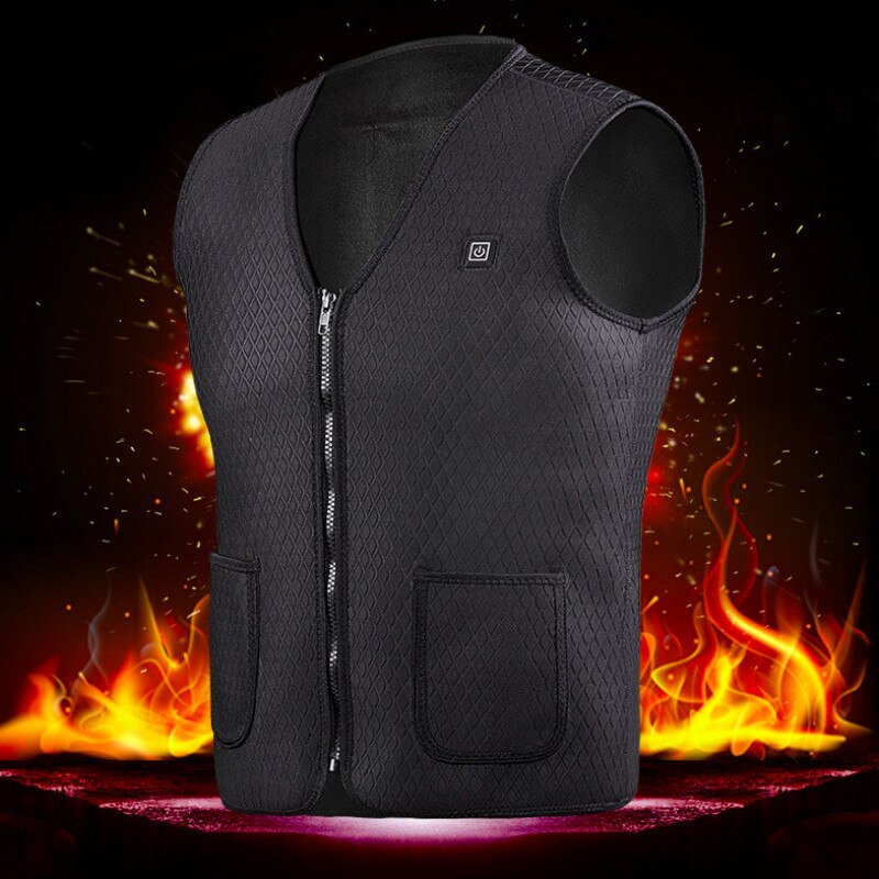 Veste Chauffante USB Homme - Imprimée ECG, Sans Manches, Pour Ski, Pêche, Randonnée - Capuche Et Commande Double