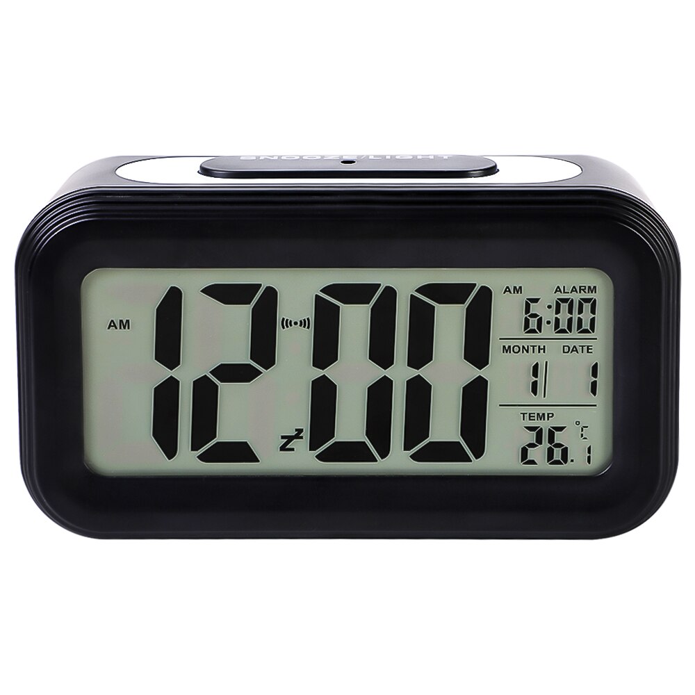 DIDIHOU Multi-Function Digital Alarm Clock LED Smart Luminous Temperature Calendar For Office Student: black
