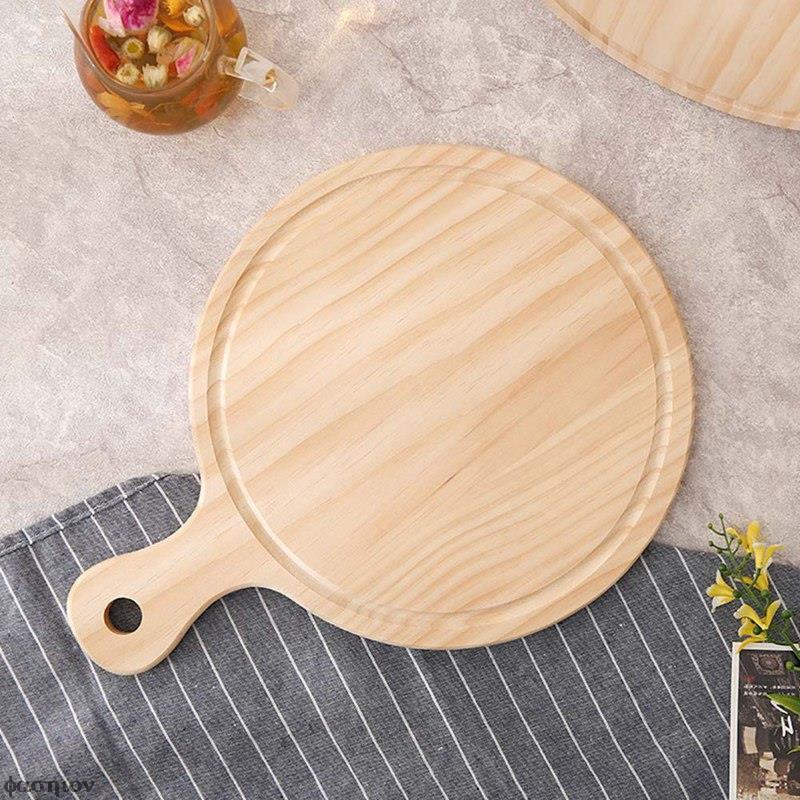 Durable Round Wooden Pizza Paddle Serving Board Making Peel Cutting Tray 4 Sizes 6/7/8/9/10/11/12 Inches