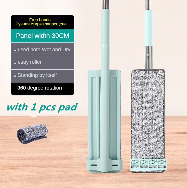 Magic Mop Free Hand Washing Lazy Mop Cleaner Self-Wring Squeeze Household Cleaning Automatic Dehydration: Cheap 30cm Mop 1 pad