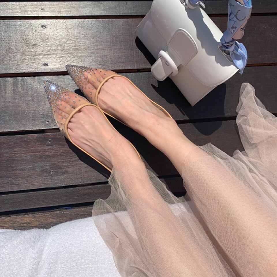 Spring Ladies Flats Shoes Women Rhinestone Comfortable Pointed Toe Flat Shoes Gold Silver Female Casual Woman Boat Shoes