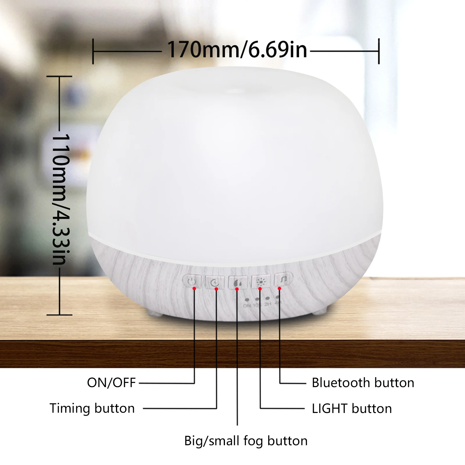 Humidificateur d'air intelligent de diffuseur d'huile essentielle d'aromathérapie de WiFi 500ml, connecte à Tuya, Alexa et Google Home avec 7 couleurs de LED