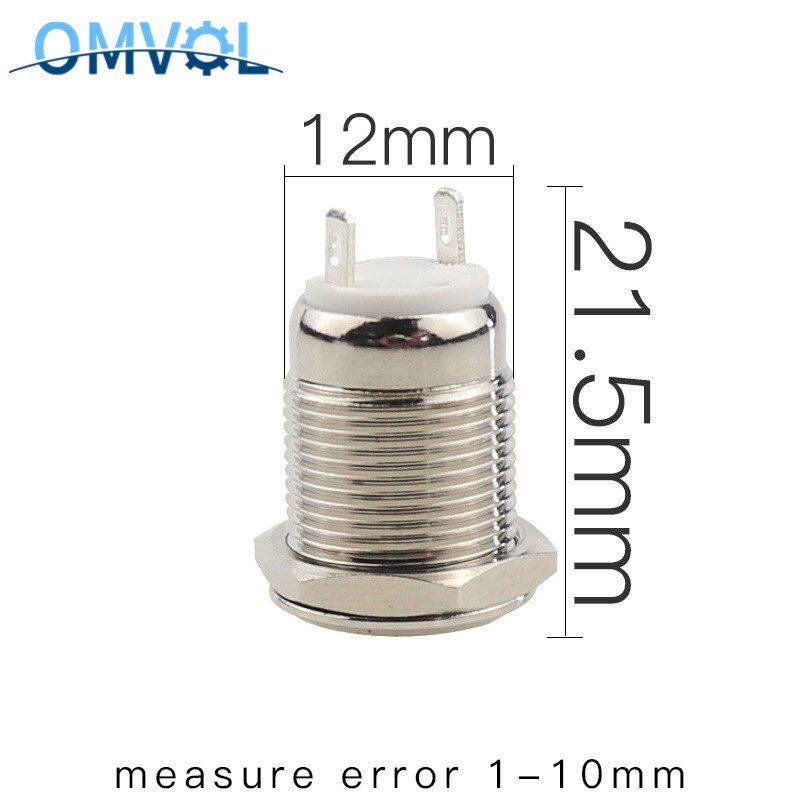 1PC 12mm Waterproof Momentary Round Stainless Steel Metal Push Button Switch Car Start Horn Bell Reset Flat Head &amp; High Head