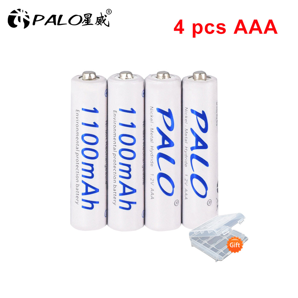 PALO 1.2V AA/AAA Rechargeable Ni-MH Batterie + 3.7V Rechargeable LI-ION battery 16350/16340 18500 18650 14500 Holder Storage Box: Gold