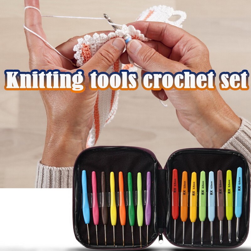 16Pcs Crochet Hooks Needles Stitches Knitting Kit Craft Case Wool Crocheted Set Weaving Tools Embroidery Knitting Sewing Tools: 16 pcs B