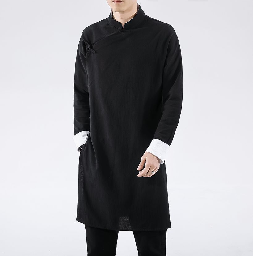 IP MAN Chinese kung fu upper garment outfit robes tai chi uniforms taoist robe wushu kung fu gown Wing Chun suits clothing: XXXL / black