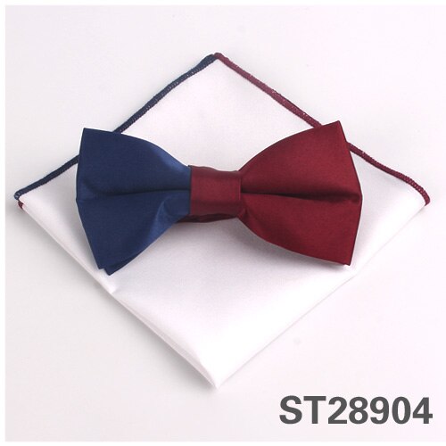 Solid Bowtie and Pocket Square Set Patchwork Bow Tie Suits Hanky Sets For Men Adult Ties Handkerchiefs Towels Scarves: ST28904