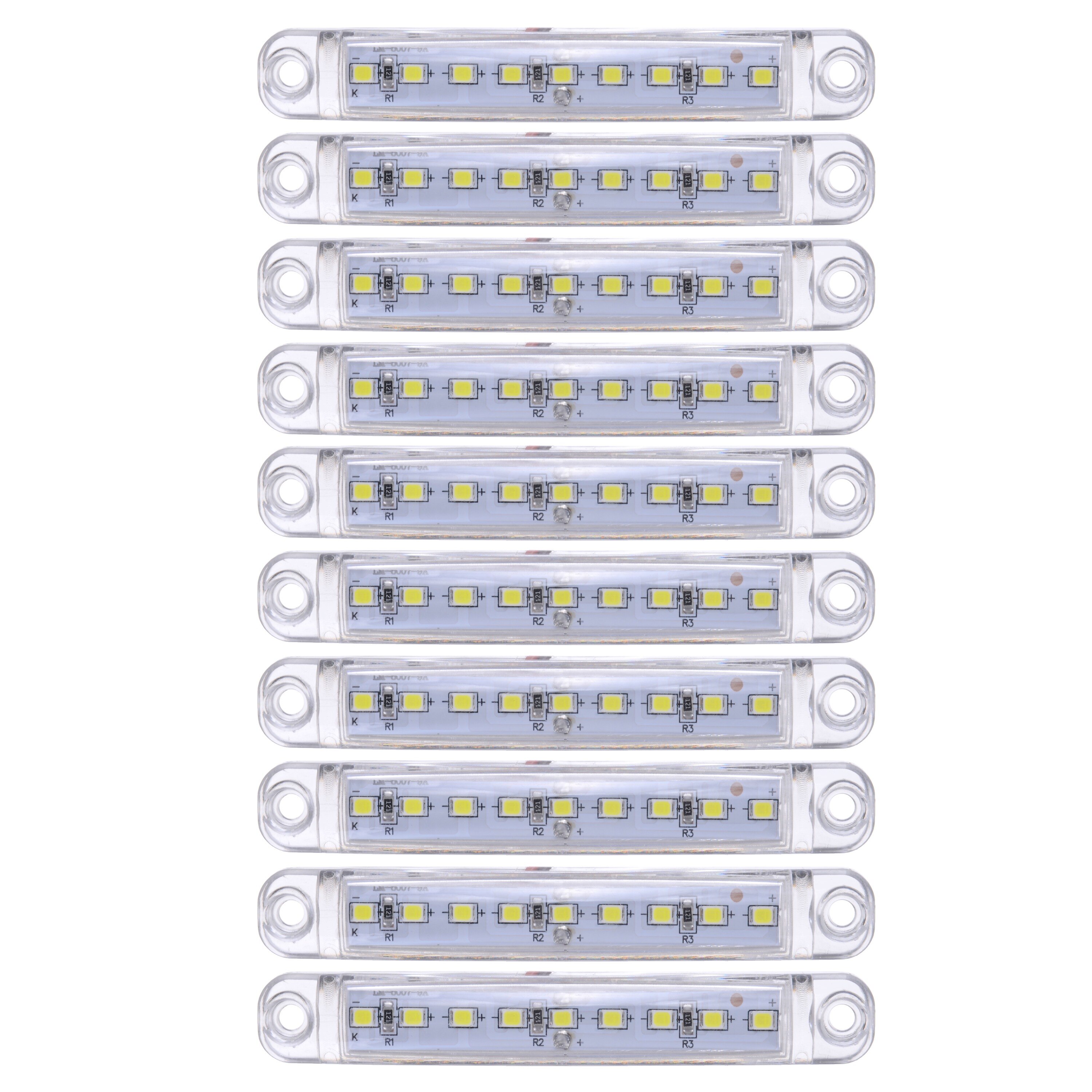 QUARKZMAN 5 Spie LED Indicatori DC 3-9V Per Auto, Camper O Barca: Luce Bianca, Foro 6mm, Rame