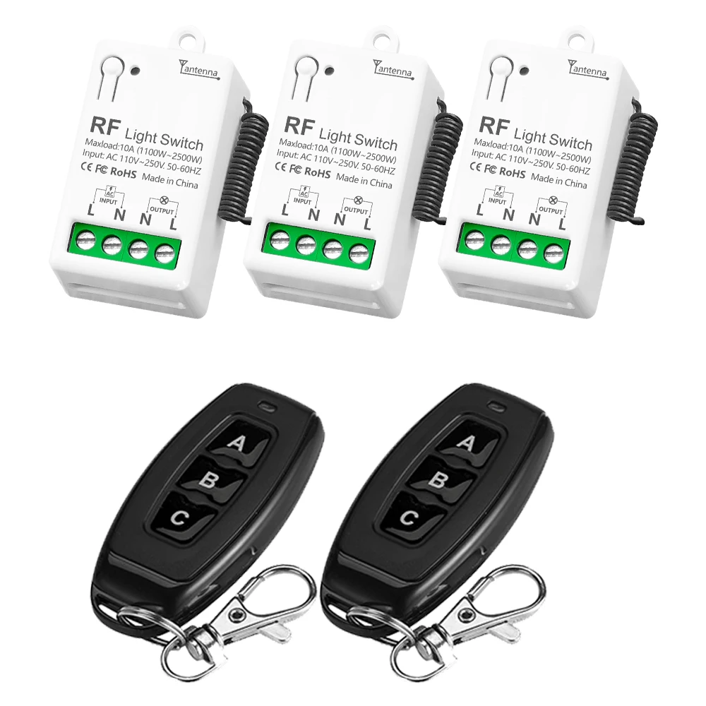 Interrupteur de lumière avec télécommande sans fil RF, AC 110V 220V 10A, relais, Mini Module de commande, transmetteur à 123 boutons pour ventilateur de lampe domestique LED: Turquoise