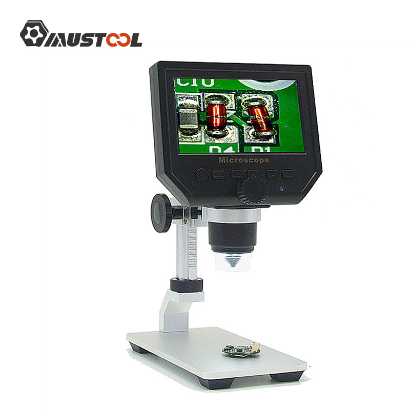 MUSTOOL G600 Digital 1-600X 3.6MP 4.3inch HD LCD Display Microscope Continuous Magnifier Upgrade Version with Metal Holder