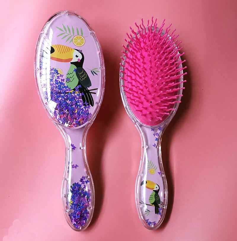 Cartoon Cute Unicorn Animal Sequins Anti-static Hair Brush Massage Comb Shower Wet Detangle Hair Brush Salon Hair Styling Tools