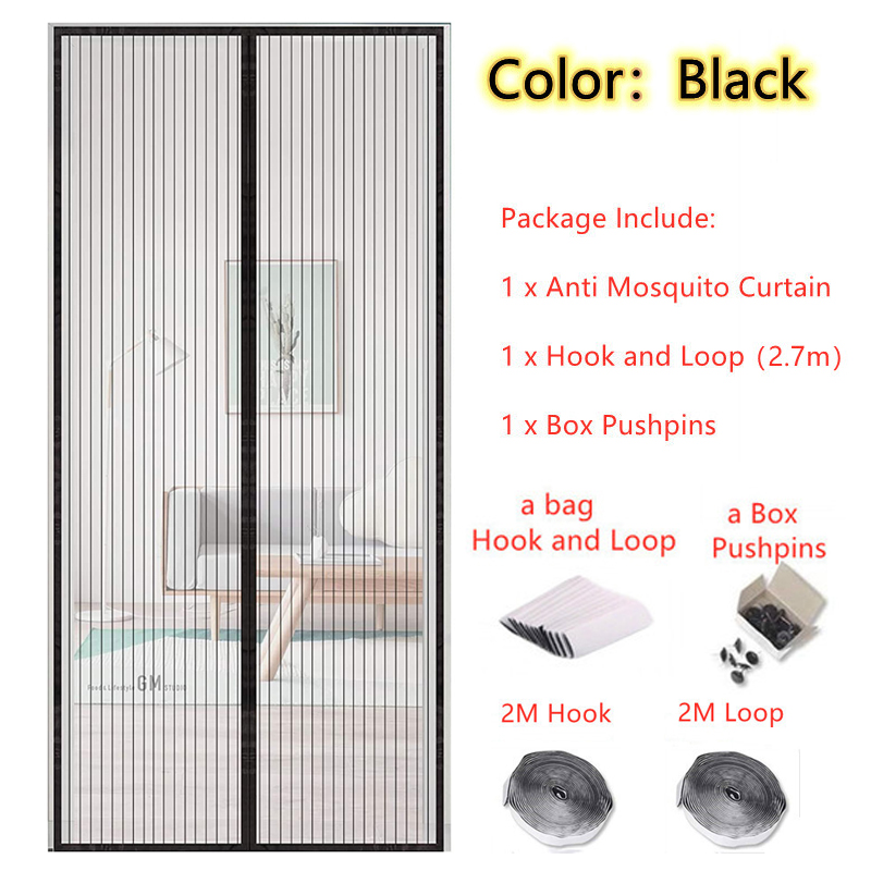 Cortinas antimosquitos para insectos y moscas, malla de red magnética, cierre automático, pantalla de puerta, cortina de cocina, verano: Cama de 1,0 m (3,3 pies) / Gris