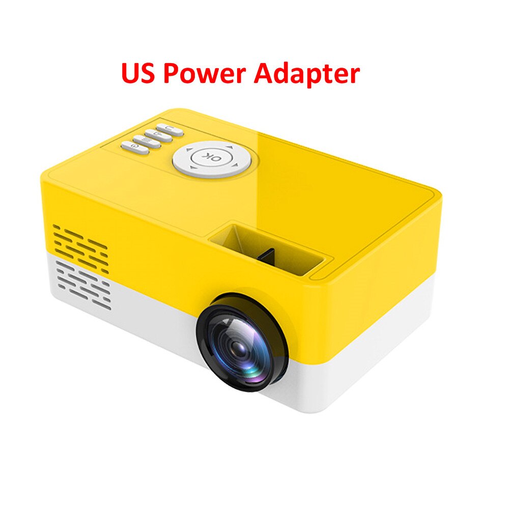 Houvast J15 Mini Projector Ondersteuning 1080P Video Display Home Media Player Portable Pocket Beamer Voor Vrienden PK YG300: Yellow US Plug