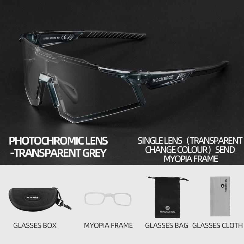 ROCKBROS Cycling Glasses UV400 Protection Bike Sunglasses Photochromic Polarised Lens Eyewear Goggles MTB Road Bicycle Glasses: Clear