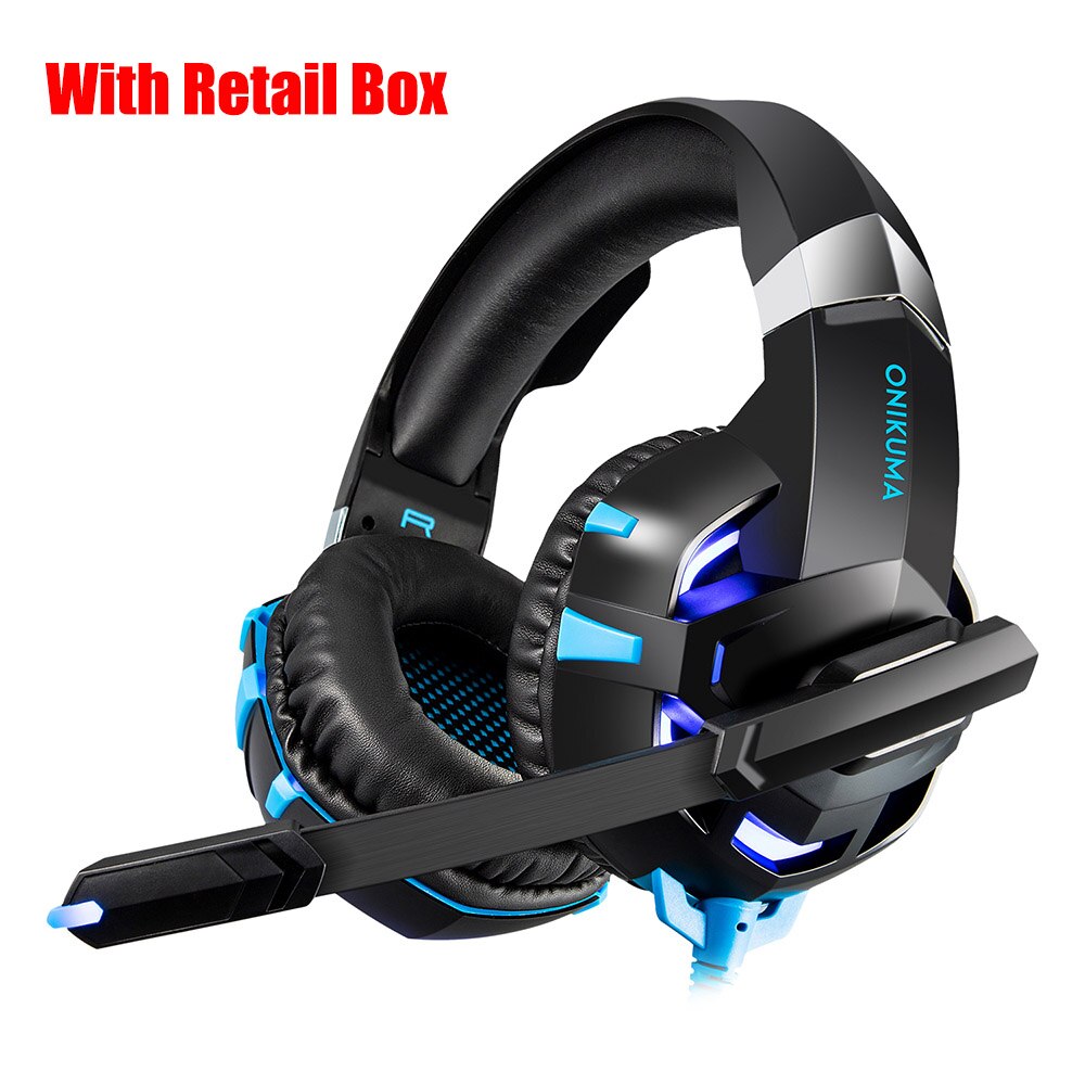 ONIKUMA – Casque d&#39;écoute de jeu K2A, son stéréo filaire USB, avec Microphone, pour PC Xbox One /Laptop: Blue With Box