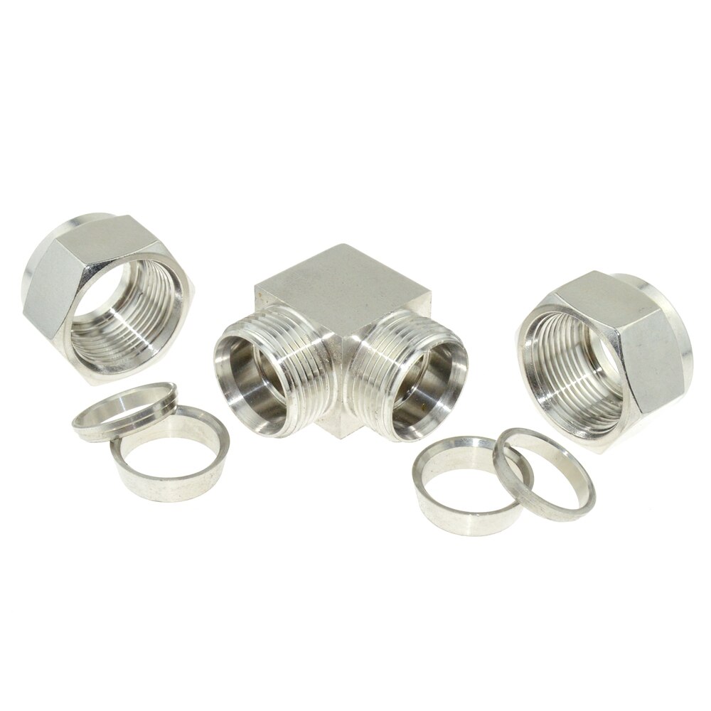 Stainless Steel 304 Compressor Double Ferrule Connector 6mm 8mm 10mm 12mm 1/4" 1/2" Pipe Tube Coupler Air Compression Fitting
